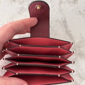 Coach pale peach and Burgundy Leather card Wallet